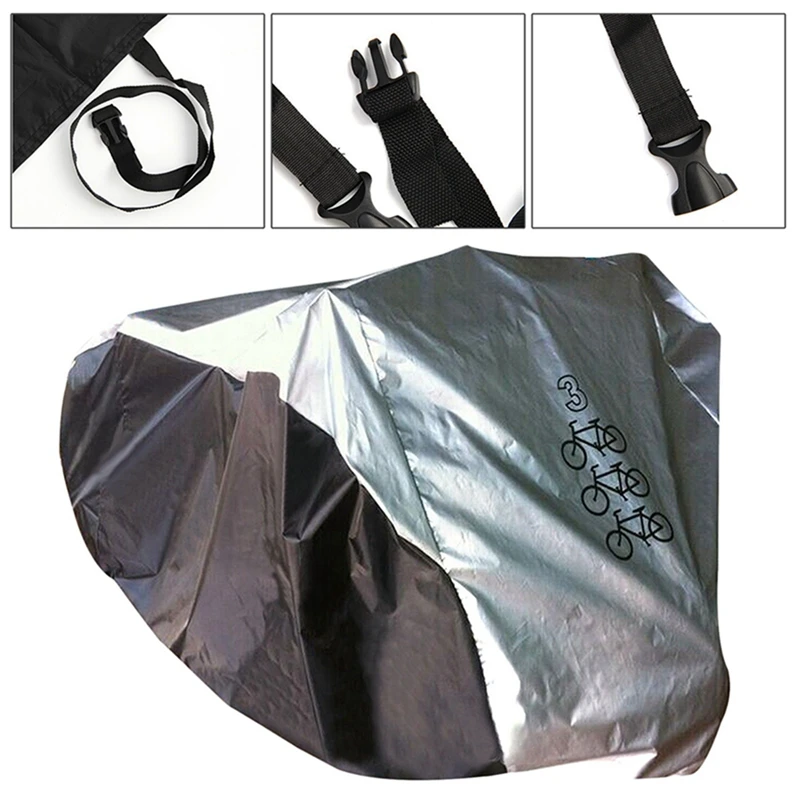 Impermeável Triple 3 Bike Nylon Rain Cover, ciclo de bicicleta, scooter, resistente à poeira, 2 pcs