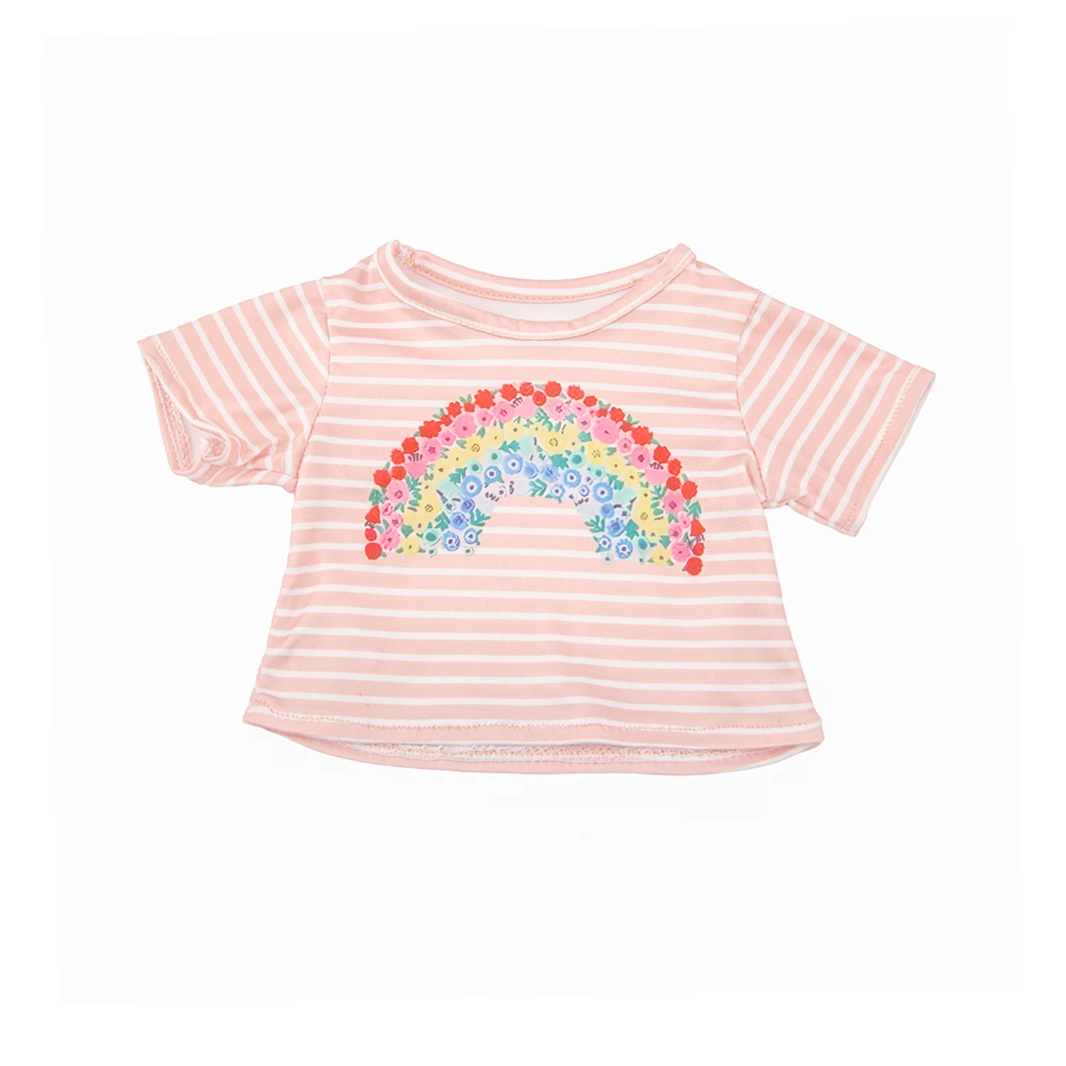 لطيف عروسة كارتون تي شيرت ل 18 بوصة الدمى الأمريكية فتاة سيارة قوس قزح سلة للزهور الطباعة الملابس ل 43 سنتيمتر دمية طفل الوليد