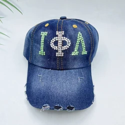Iota Phi Lambda Greek logo letter rhinestone hat for sisters