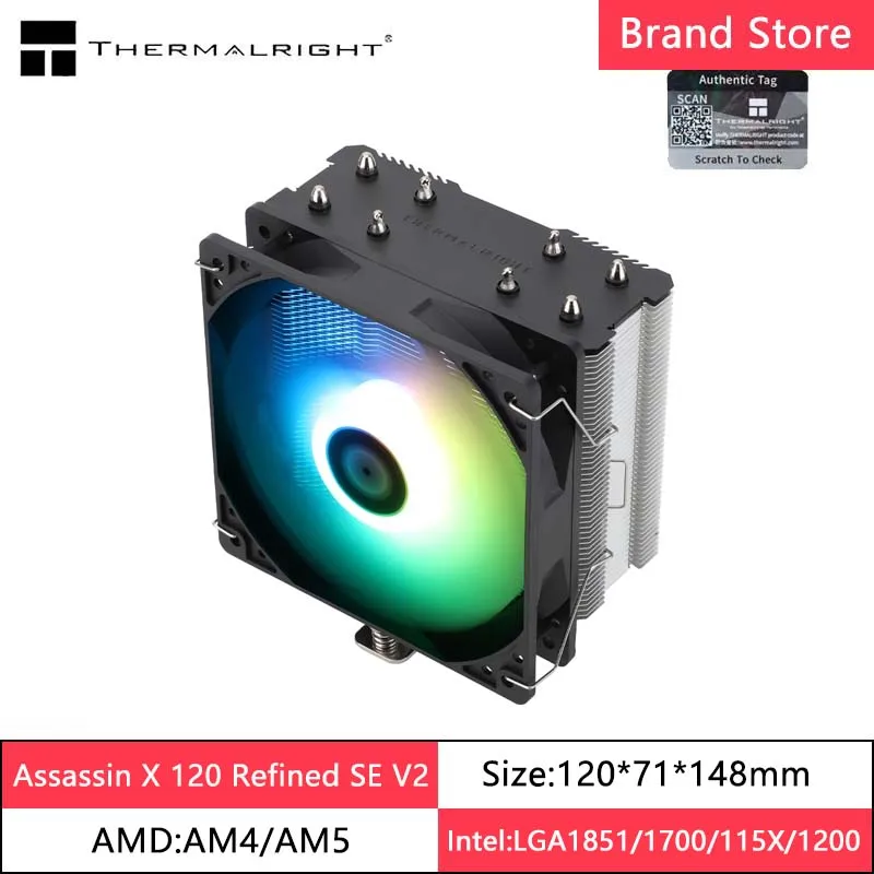 

Thermal right Assassin X 120 Refined SE V2 self luminous fan CPU air-cooled heat sink AGHP anti gravity 4 heat pipe