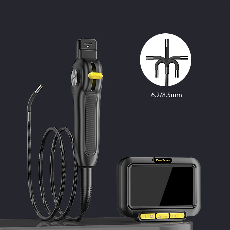 2-Way Steering Articulating Endoscope 6.2mm 8.5mm 1080P Camera with 4.3'' IPS Screen Split Design Borescope Inspection Camera