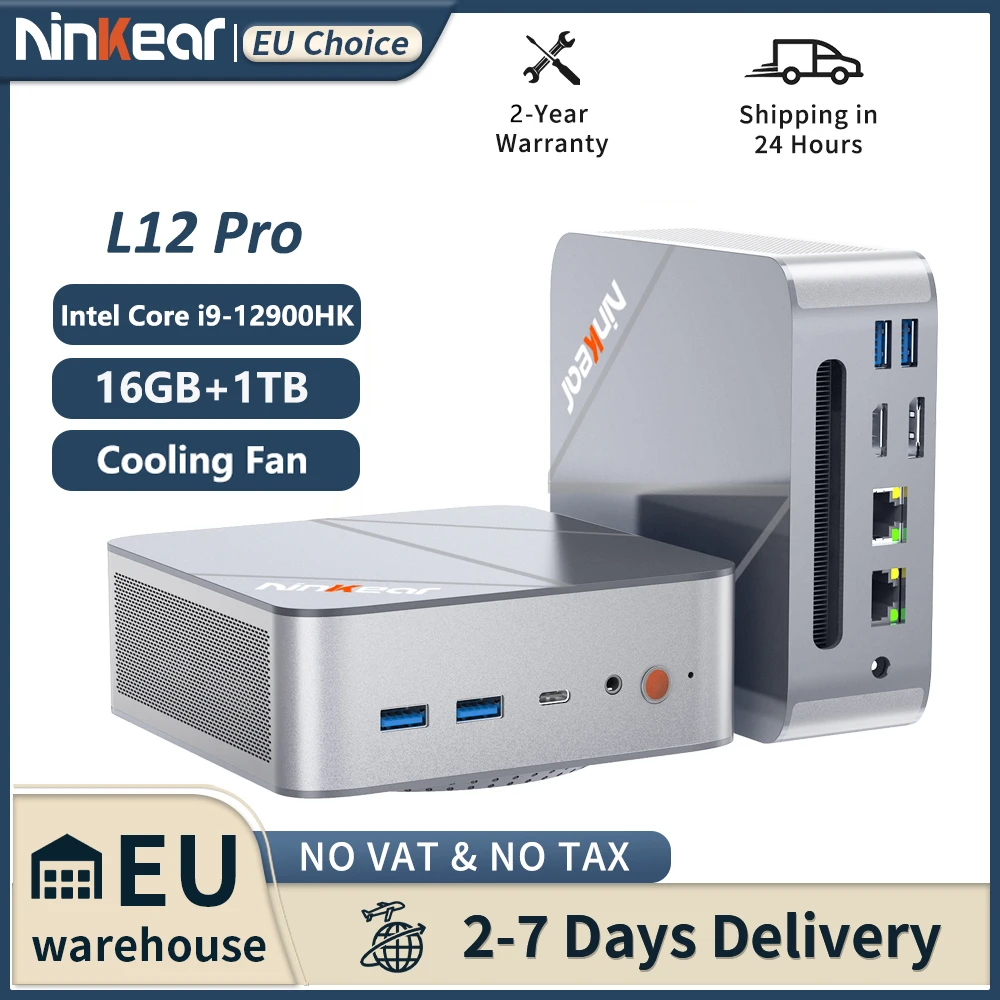Ninkear L12 Pro Mini-PC Intel i9-12900HK 16GB DDR4 1TB SSD Mini-Computer WiFi 6 Dual 2.5G LAN USB 4.0 HDMI DP Type-C 8K Windows 11 Ubuntu