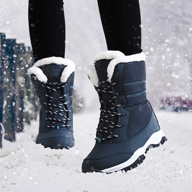 Winter Shoes Waterproof Boots Women Snow Boots Plush Warm Ankle Boots for Women Female Winter Plush Platform Thigh High Boots