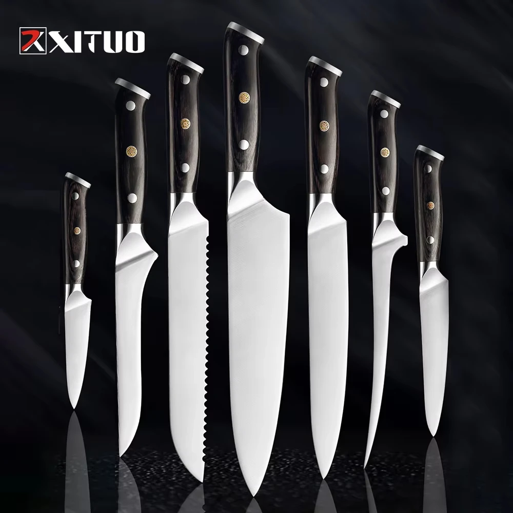 

XITUO Kitchen Knife Set Japanese Slicing Cleaver Santoku Knife Sharp Utility Boning Knives 5CR15 Stainless Steel Cooking Knives