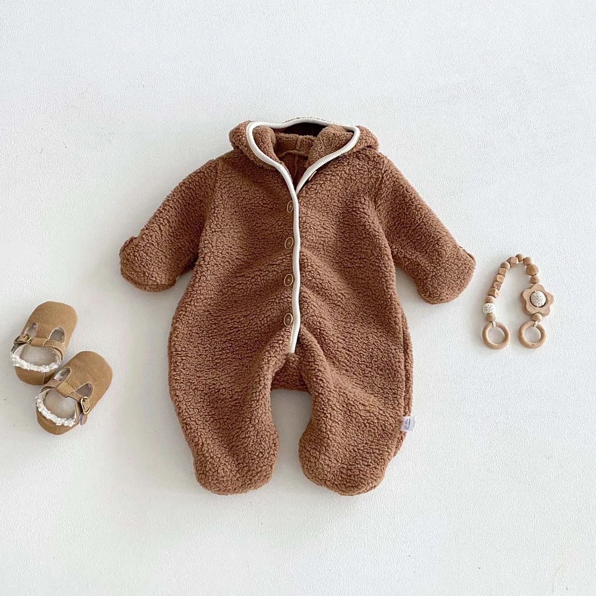 New Baby Autumn Winter Dinosaur Onesie Korean Style Baby Plush Romper Double-sided Plush Climbing Suit