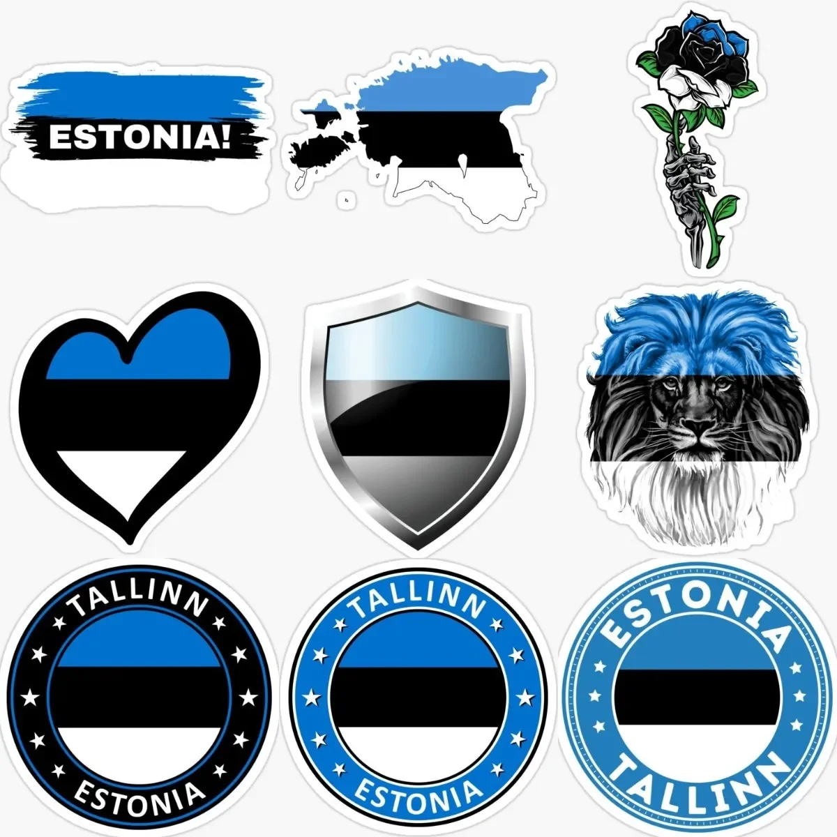 

EST Estonia Flag Emblem Creative Personalized PVC Waterproof Stickers for Decorate Car Suv Fridge Van Wall Helmet Camper Truck