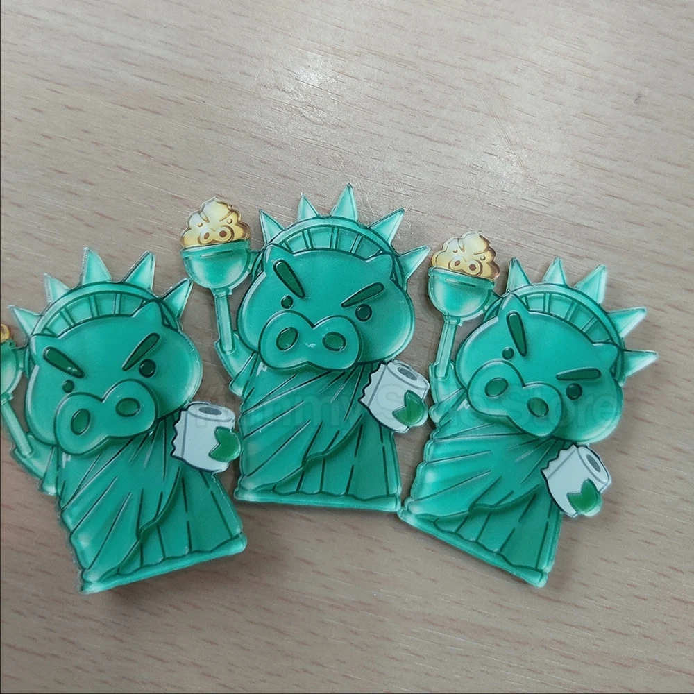 Lustiger Acryl-Kühlschrankmagnet mit Crayon Shin-chan Butadzuraemon und der Freiheitsstatue als Motiv, magnetischer Aufkleber zur Kühlschrankdekoration – Detail 10