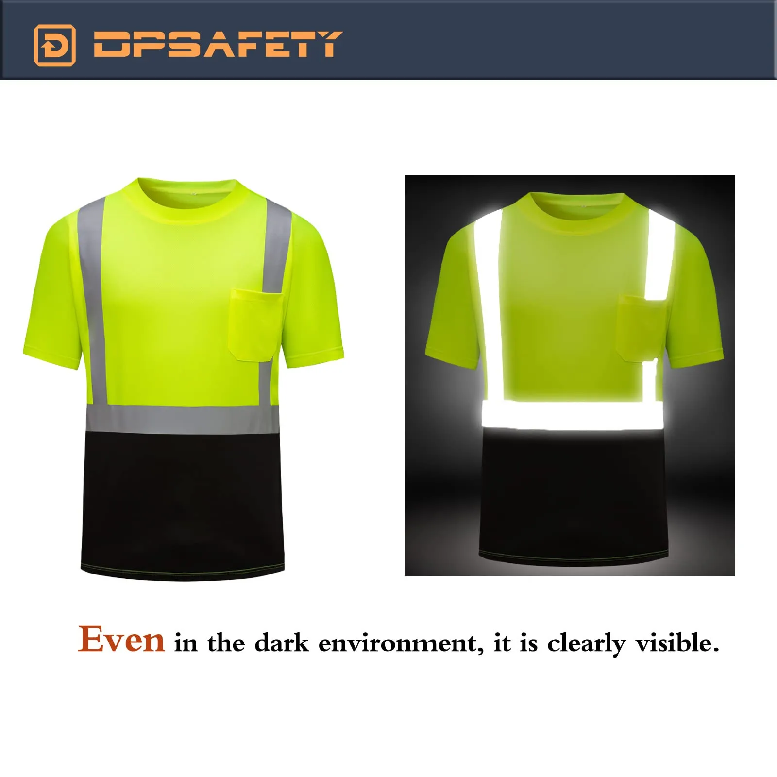 Camicia da esterno da uomo camicia da lavoro di sicurezza fluorescente ad alta visibilità maglietta da lavoro traspirante estiva maglietta