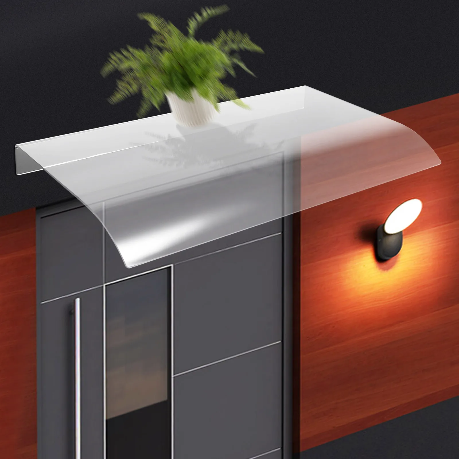 مظلة شفافة للنافذة الخارجية، مأوى مطر مثبت على الحائط مقاس 50 × 80 سم، غطاء حماية للباب بسمك 3.5 مم أو منزل خارجي #6