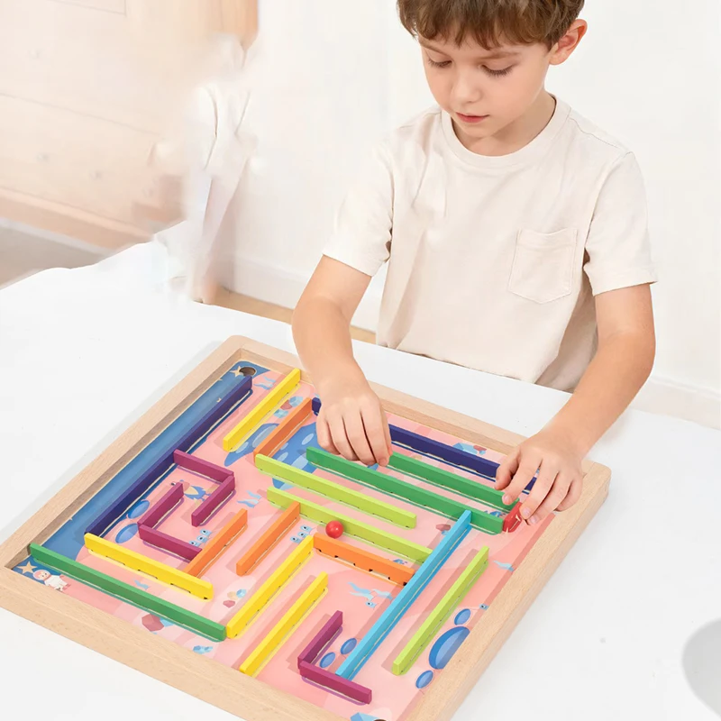 لعبة المتاهة الخشبية القابلة للفصل ذات 4 أنماط - موضوعات الفضاء/السيرك/القراصنة/الحيوانية مع خرز مسارات قابلة للتعديل وصعوبة تقدمية #3