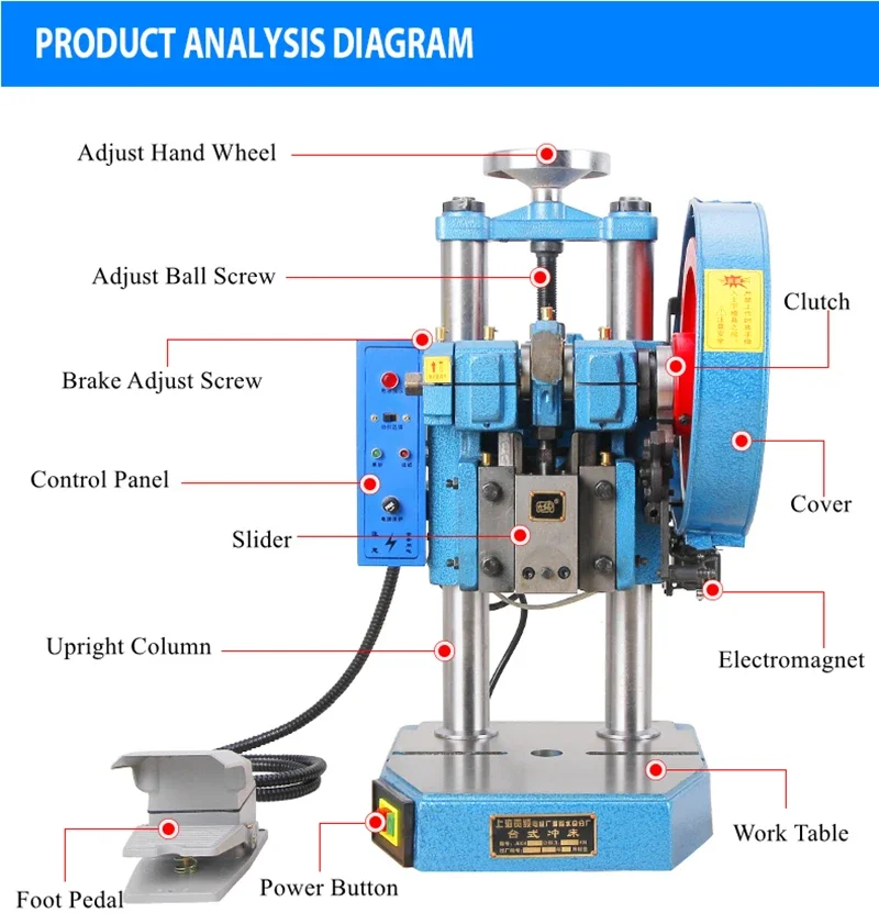 CHZOM Manufacturer Lowest Price JB04 Series 0.5T 1T 2T3T 4T Power Press Small desktop Punching Machine