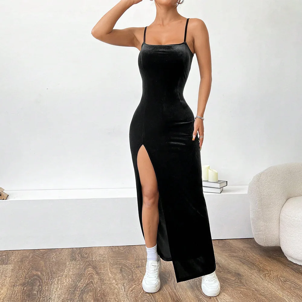 مثير حزام حار منتصف طول الدكتور سبليت عالية الخصر عبر الحدود الشتاء Thiened محبوك البوليستر الدكتور للنساء #3