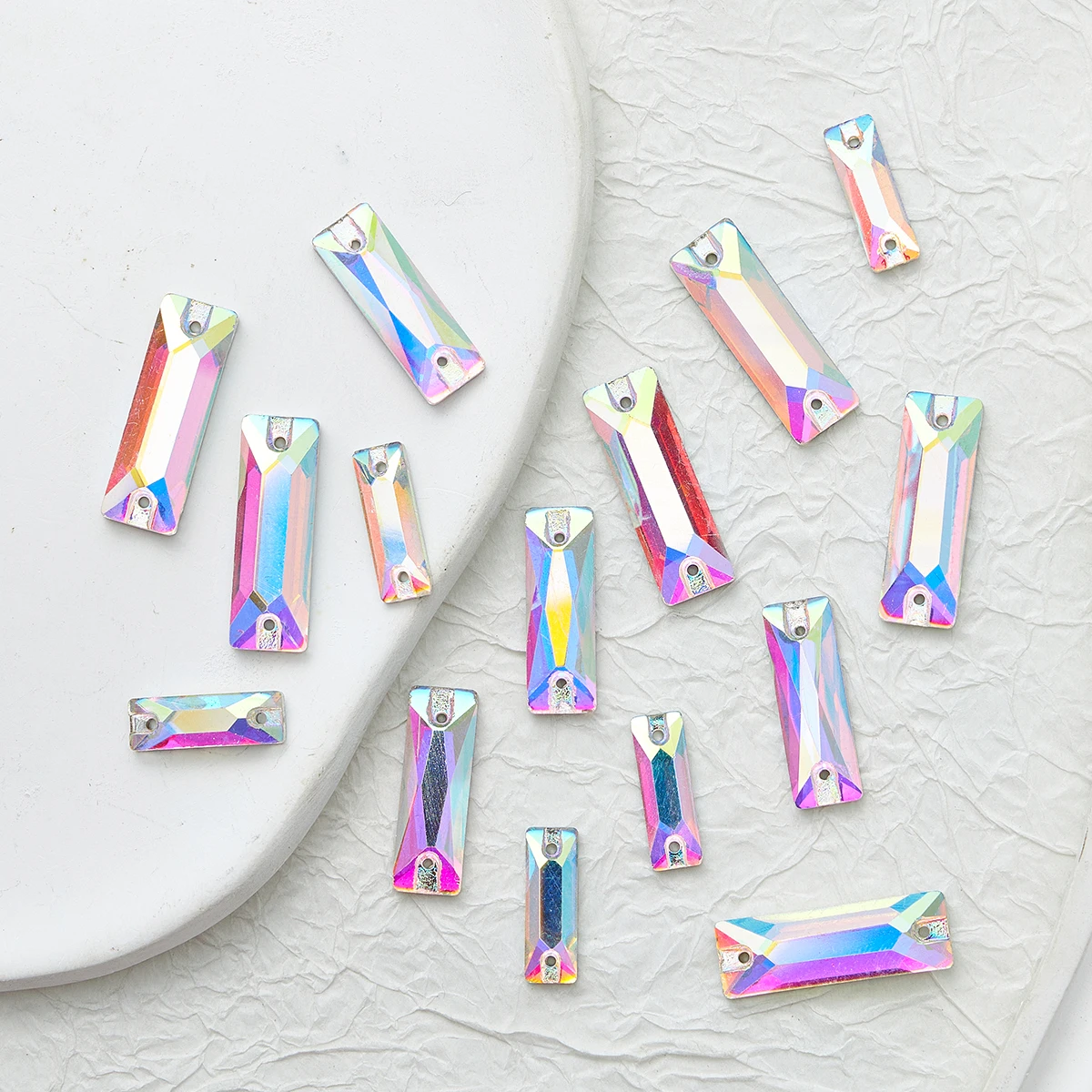 Rectangular Glass Crystal AB Rhinestone Sewing Stone Flatback Strass Stitched in Rhinestones for Needlework Wedding Dress