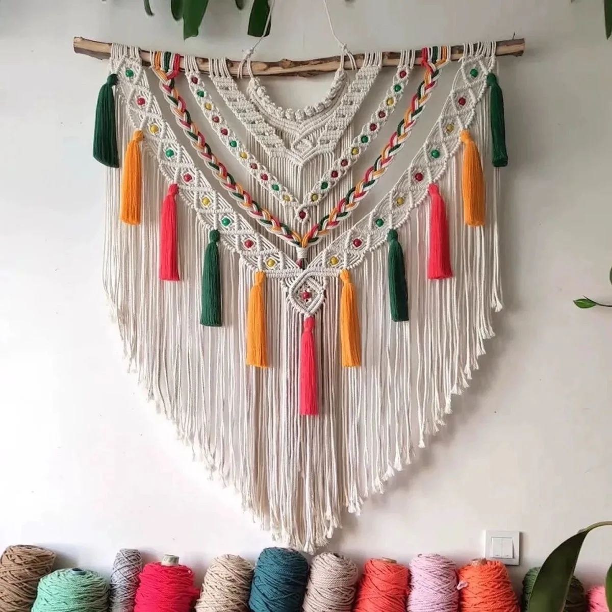 

Handwoven Rainbow Tapestry Rich Color Minimalist Style Villa Restaurant Wall Hanging Decorative Geometric Pattern Cotton Home...