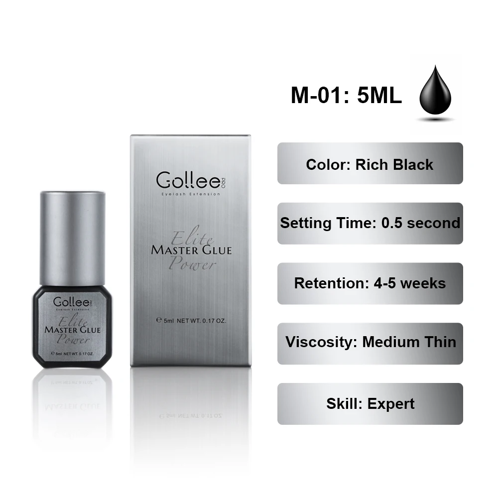 Gollee Master Glue 0.5 sec Low Humidity Eyelash Extension Glue Vegan Black Hypoallergenic Lashes Glue Waterproof  lashes glue