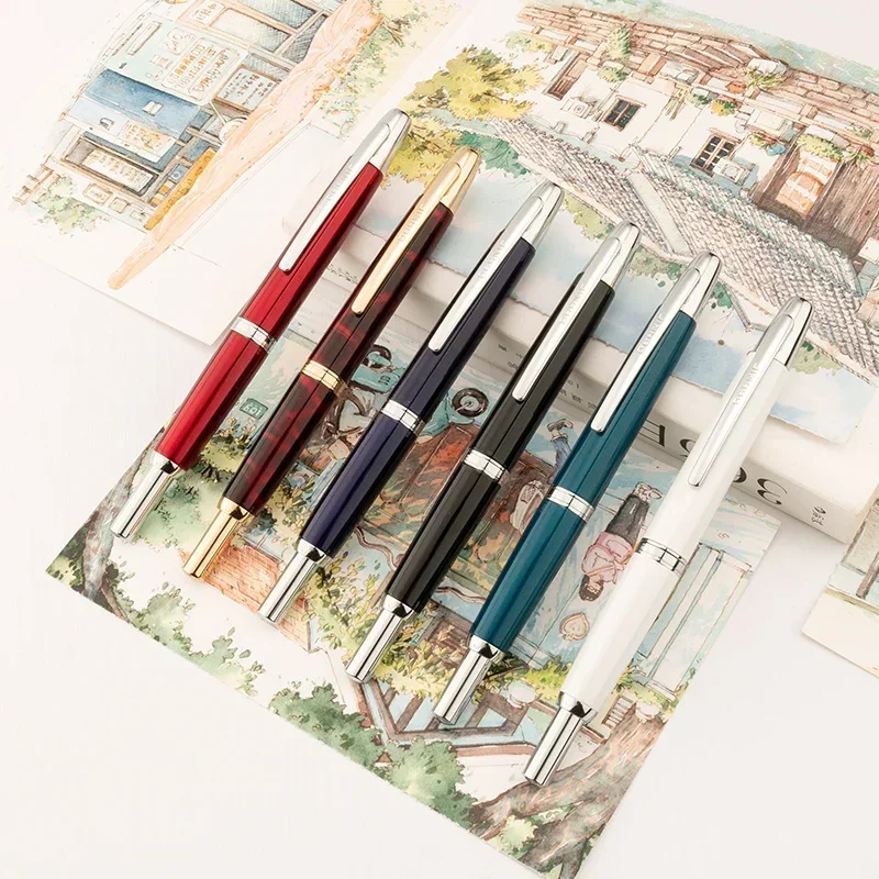 

New Jinhao A10 Press Retractable Fountain Pen EF/F Nib Hand Polish Matte Ink Pen With Converter Office School Supplies PK A1 Wri