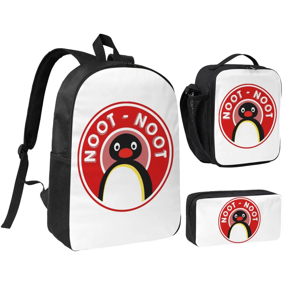 

Pingu Noot Noot (Pingu The Pengouin) - Red Backpack BookBag School Bag Shoulder Bags 3ps Insulated Lunch Bag Pencil Case