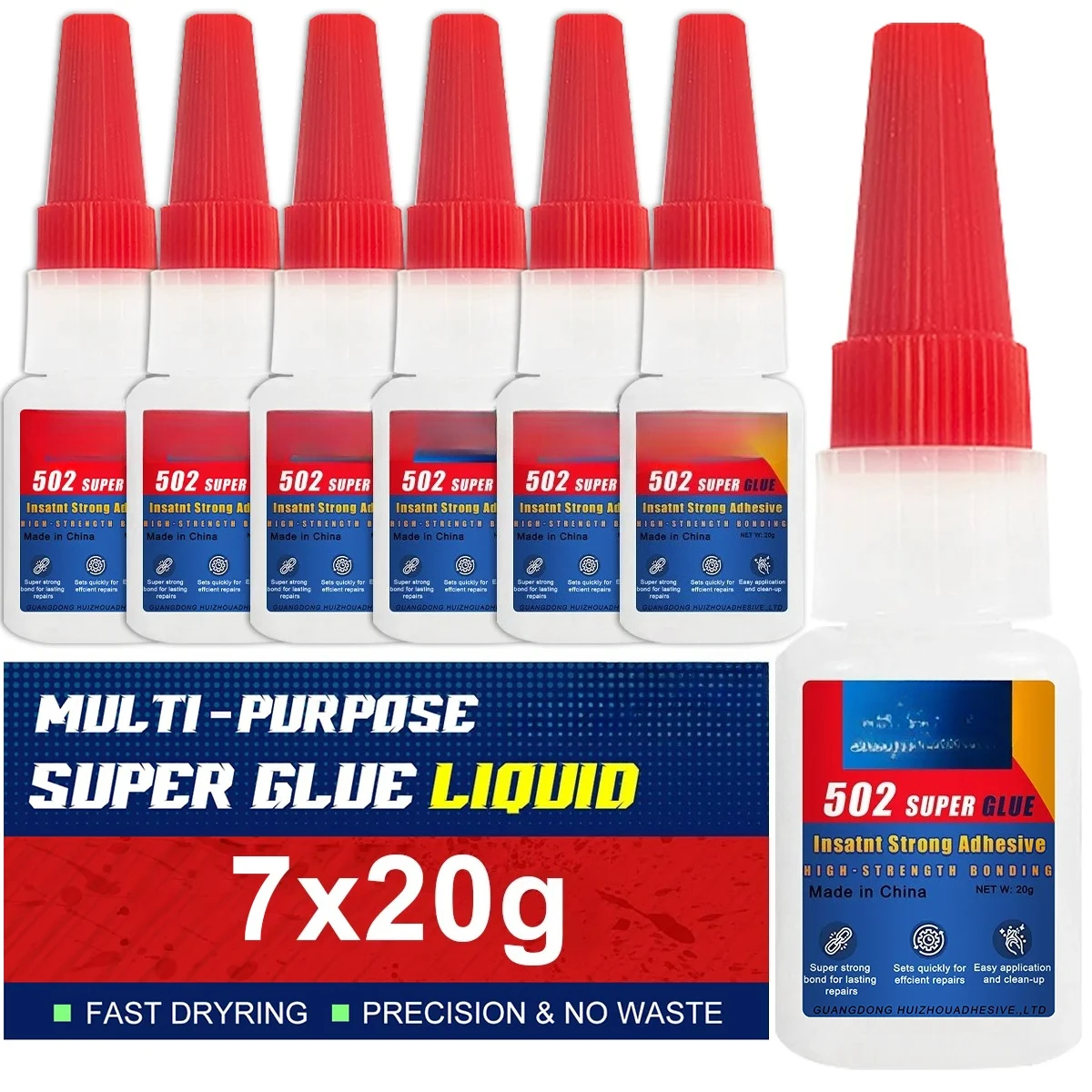 502 Super Strong AdhesiveCyanoacrylate Adhesive, for Hard Plastics, Crafts, Ceramics, Frame, Leather, Metal, Strong Bonding