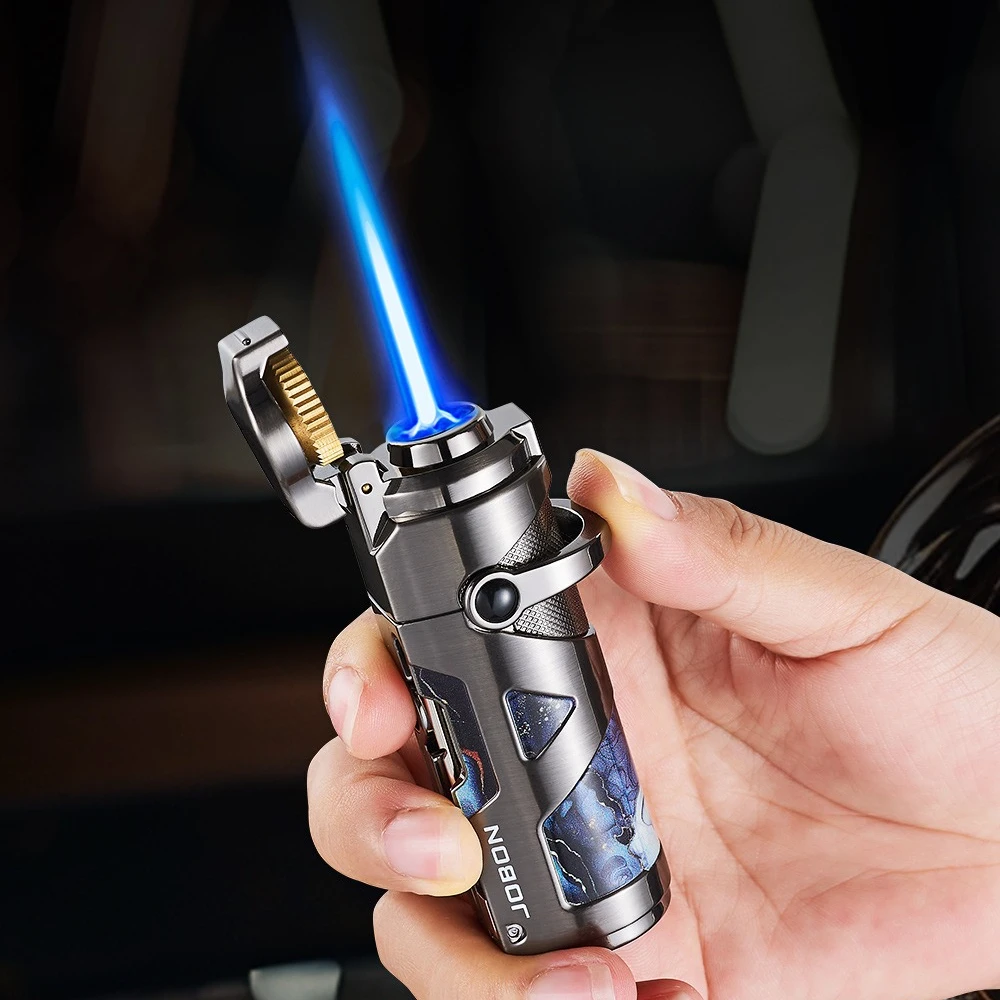

JOBON 3-in-1 Cigar Lighter with Punch and Needle，inflatable Butane Gas Lighters Smoking Cigar Rigger Adjustable Flame Alloy Body