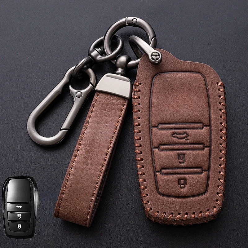 Oli Leather Car Remote Key Case Cover for Toyota RAV4 Crown Hilux Fortuner Camry Land Cruiser Prado Protect Shell Accessories