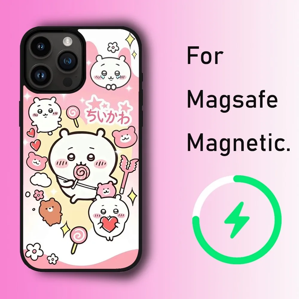 Kawaii C-Chiikawas Phone Case For iPhone 11 12 13 14 15 Max Plus Pro Wireless Magnetic Magsafe Charging Shell