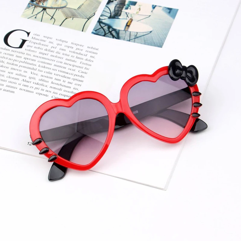 Hello Kitty Heart Sunglasses Sanrio Kawaii Cute Bowknot Glasses Girls UV Protection Sunglas For Kids Catoon Fashion Toys Gift