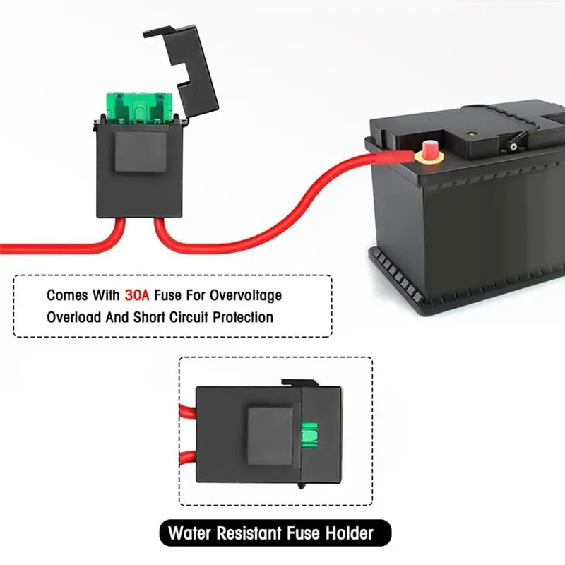 LED Light Bar Wiring Harness Kit 2 Leads 18 AWG Universal LED Wiring Harness Relay On & Off Switch Wiring Harness-A28K