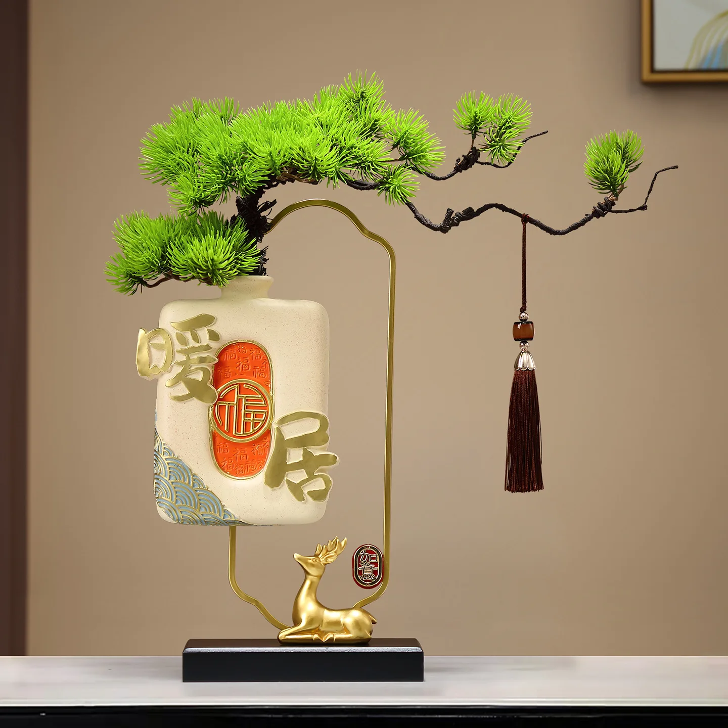 New Chinese-style warm home gourd vase welcome pine entrance entrance niche fine high ornament high-end living room decoration