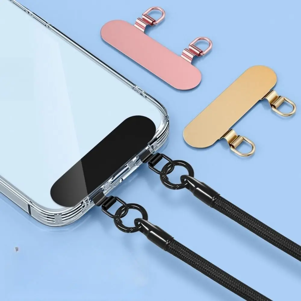 

New Stainless Steel Phone Lanyard Patch Clips Ultra-thin Replacement Metal Gasket 2 Hooks Phone Lanyard Connecter