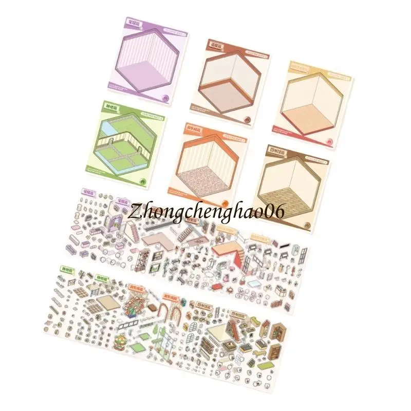 Landscape Sticker Libro álbumes recursos Sticker escena dibujos animados Libro calcomanía eestes Suministros