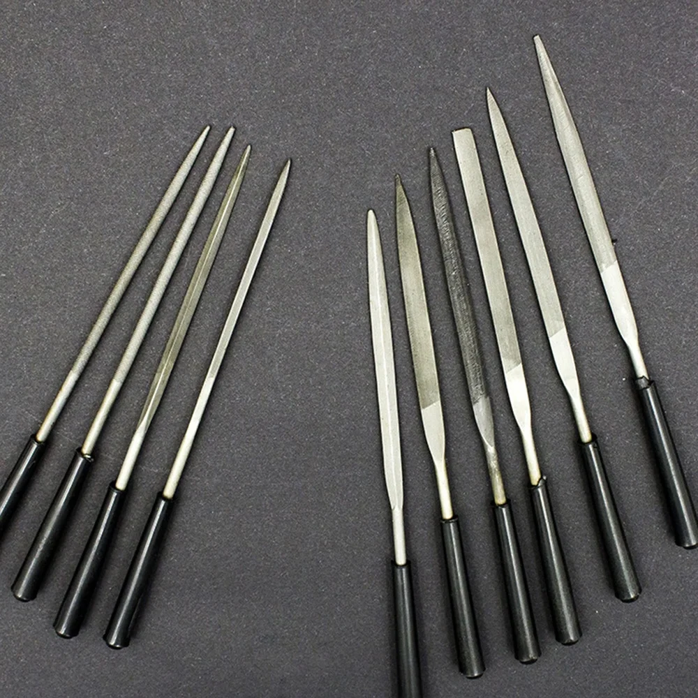 KATWAY Needle Files Set for Jewelers – 5PCS/10PCS, 3x140mm Hand Tool for Diamond Carving, Metal, Glass, and Stone Crafts HH-AA48