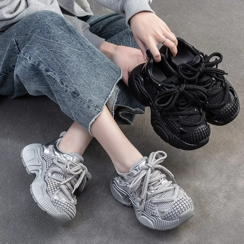 Careaymade-Spring Neue, vielseitige, atmungsaktive Mesh-Damenschuhe, lässige, weiche, dickbesohlte, bequeme, vulkanisierte Freizeitschuhe