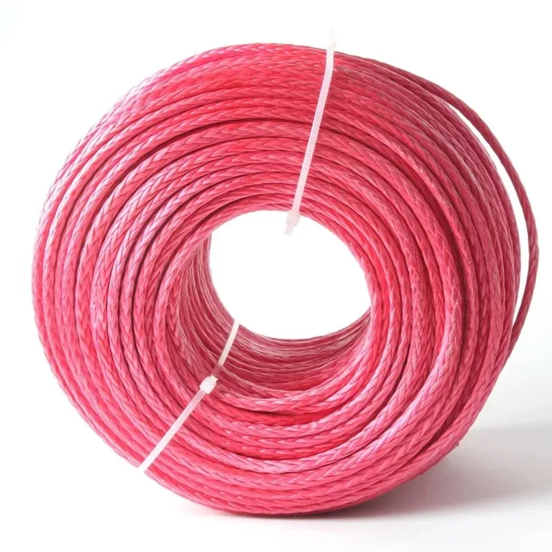 6MM 12 Weaves Grey Color 100M/Roll UHMWPE Hollow Braid Marine Winch Towing Rope