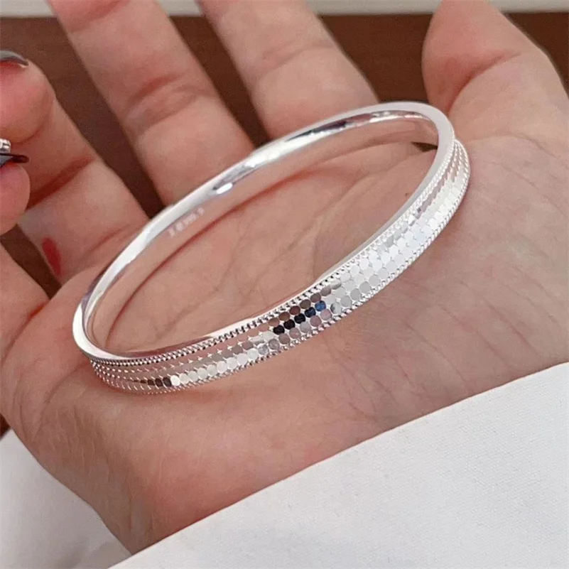 New S999 Pure Silver Dragon Scale Men\'s and Women\'s Closed Bracelet with Fashion Design, Advanced Couple Jewelry Gift