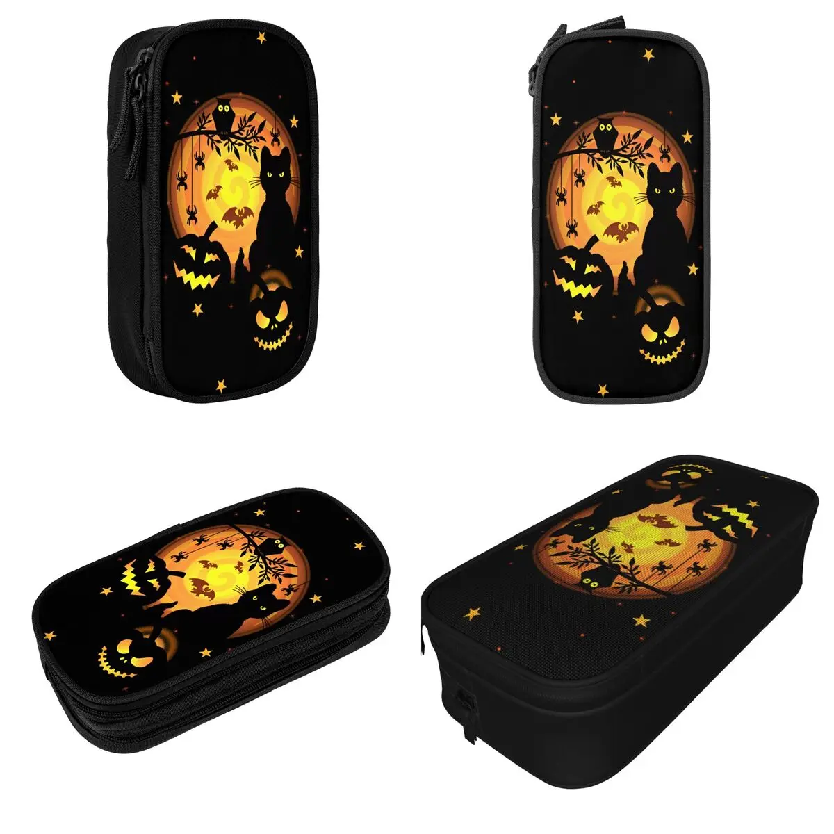 Pumpkins Cat Halloween Pencil Cases Pencil Box Pen for Student Big Capacity Bags School Supplies Zipper Stationery