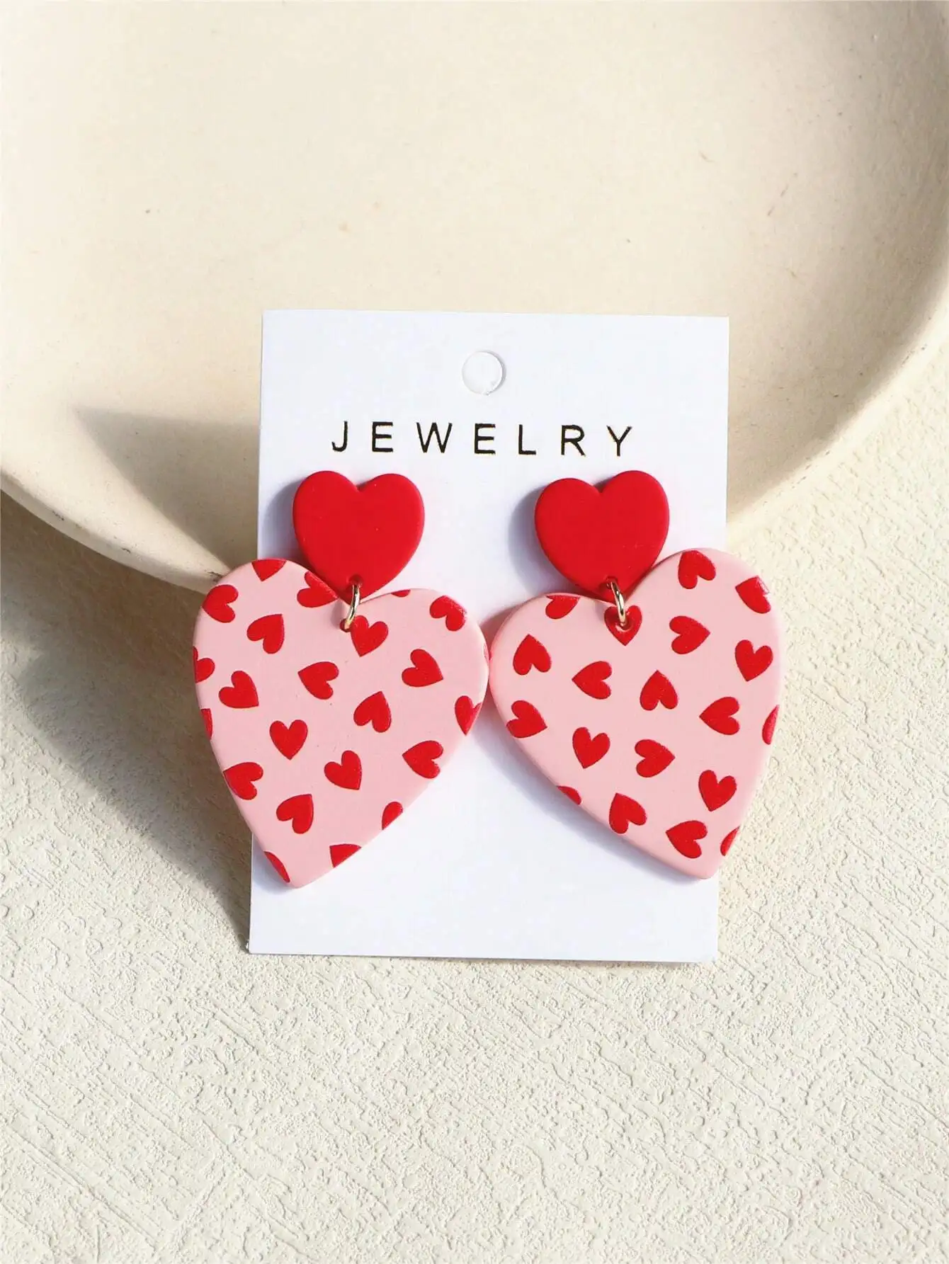

Серьги-подвески из акрила с узором в виде сердца на День святого Валентина, красные и розовые, для женщин, идеальный подарок для мамы, на День матери
