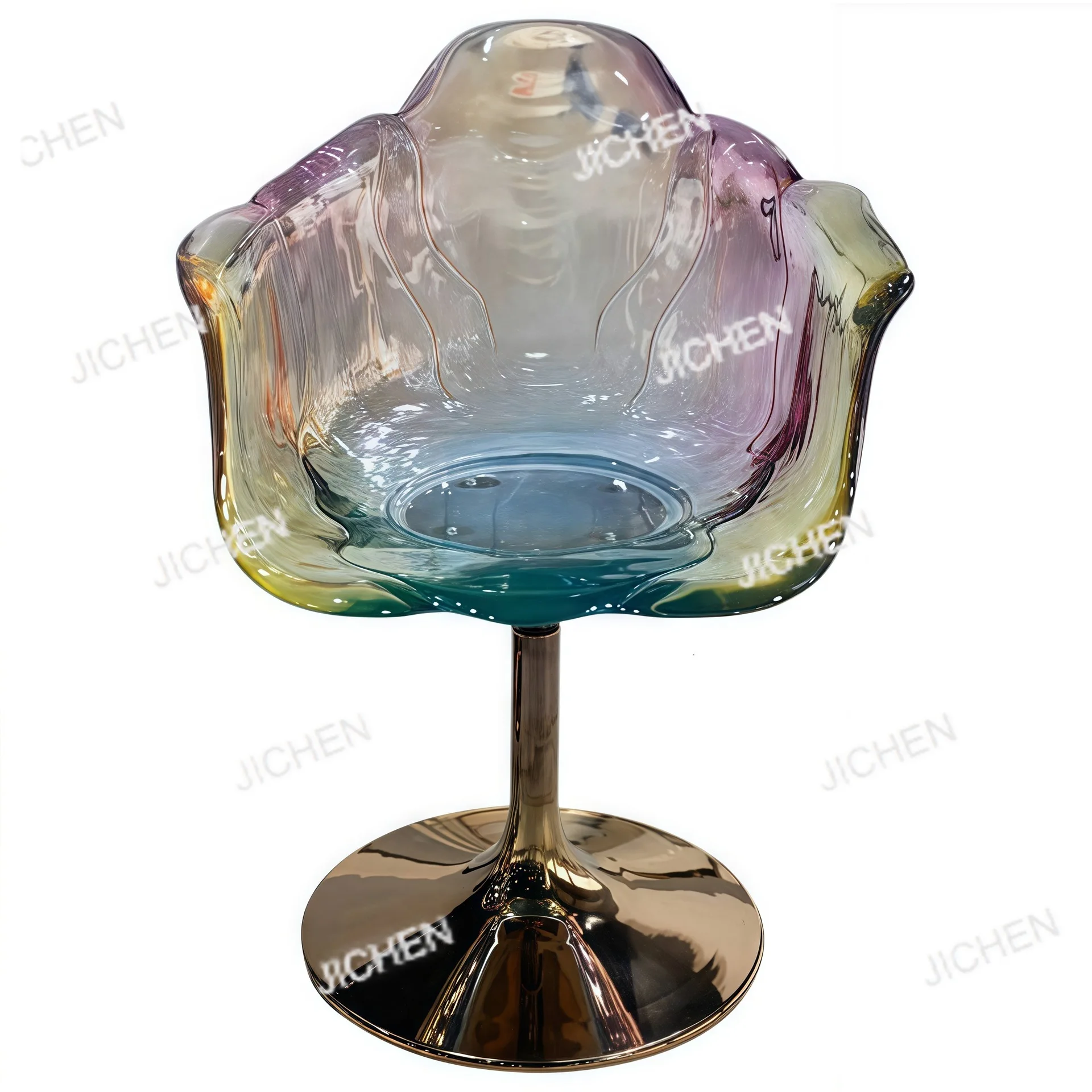 

Стул с подлокотниками в форме лепестков, вращающийся, с регулировкой высоты, для отелей, вилл, баров, из прозрачной смолы, в форме цветка