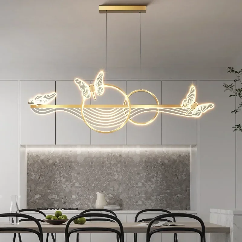 Minimalist Butterfly Restaurant Chandelier For Counter Dining Room Pendant Lamp Intelligent LED Indoor Decorate Luminaire