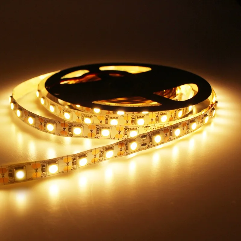 LED strip, string lights, 12V 5m 60 LED SMD 5050 3000K light yellow (2 rolls)