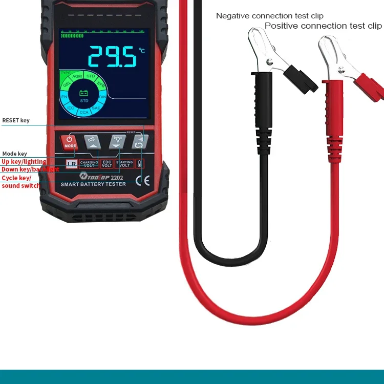 TOOLTOP ET2202 ET2201 Autobatterietester Batterielast 12V 24V Batteriespannung Interne Widerstandserkennung Batterieanalysator – Detail 24