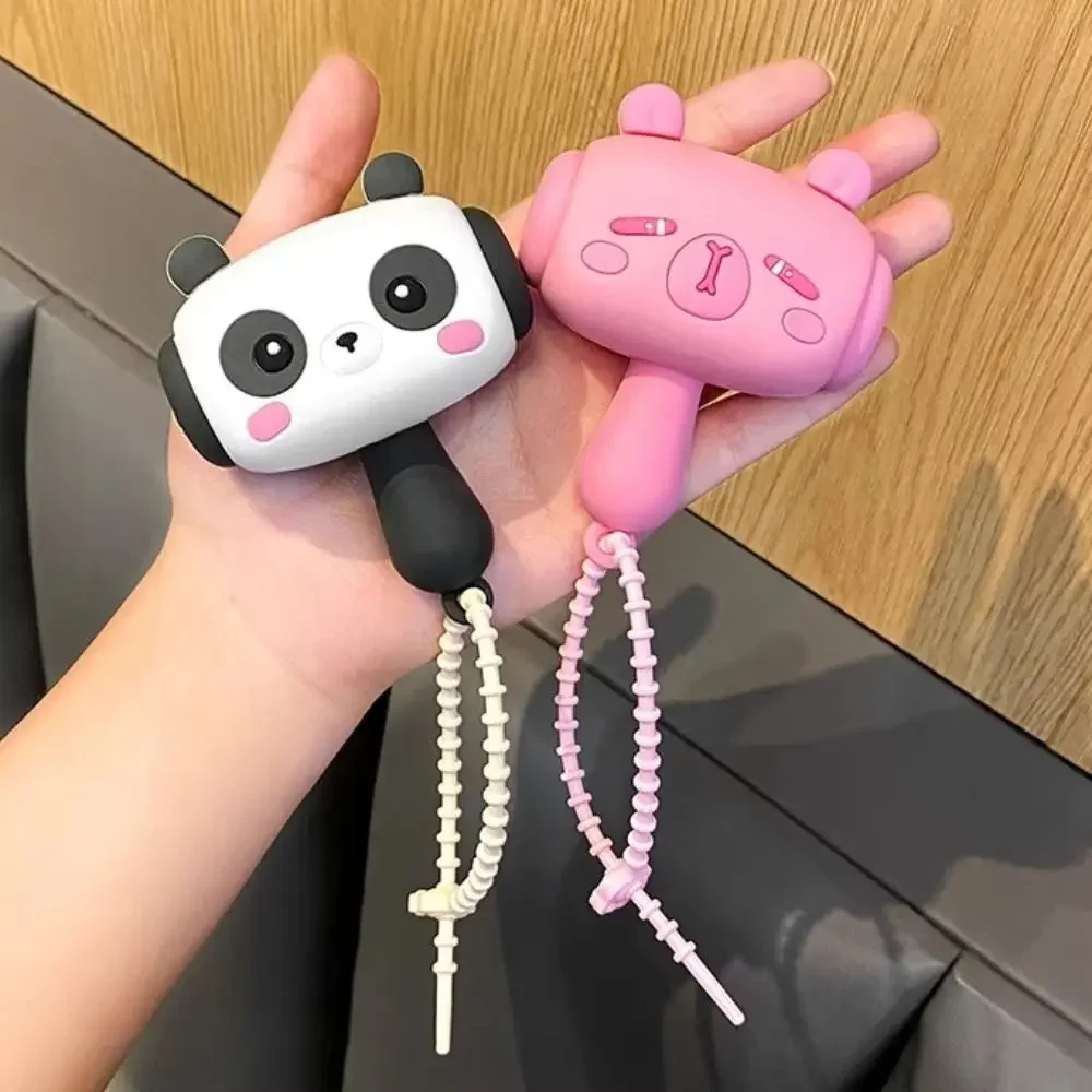 Creative Cartoon Panda Sound-Making Hammer Cute PVC Bag Pendant Sound Hammer Key Chain Bag Charm Backpack Sound Kids