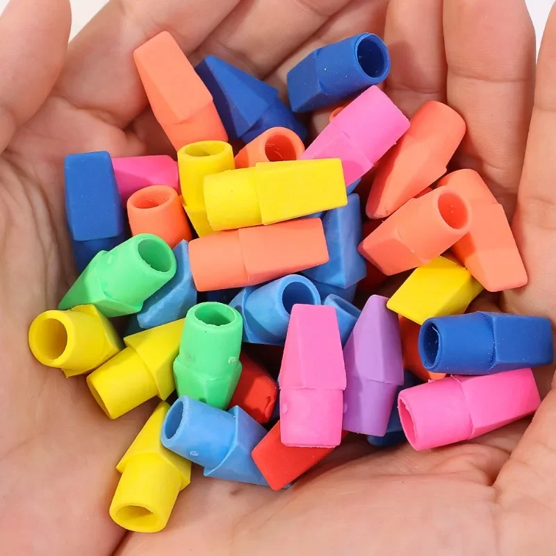 20pcs/Set Random Bulk Pencil Top Erasers Colored Pencils Topper Protector Eraser Caps Office Supplies Student School Stationery