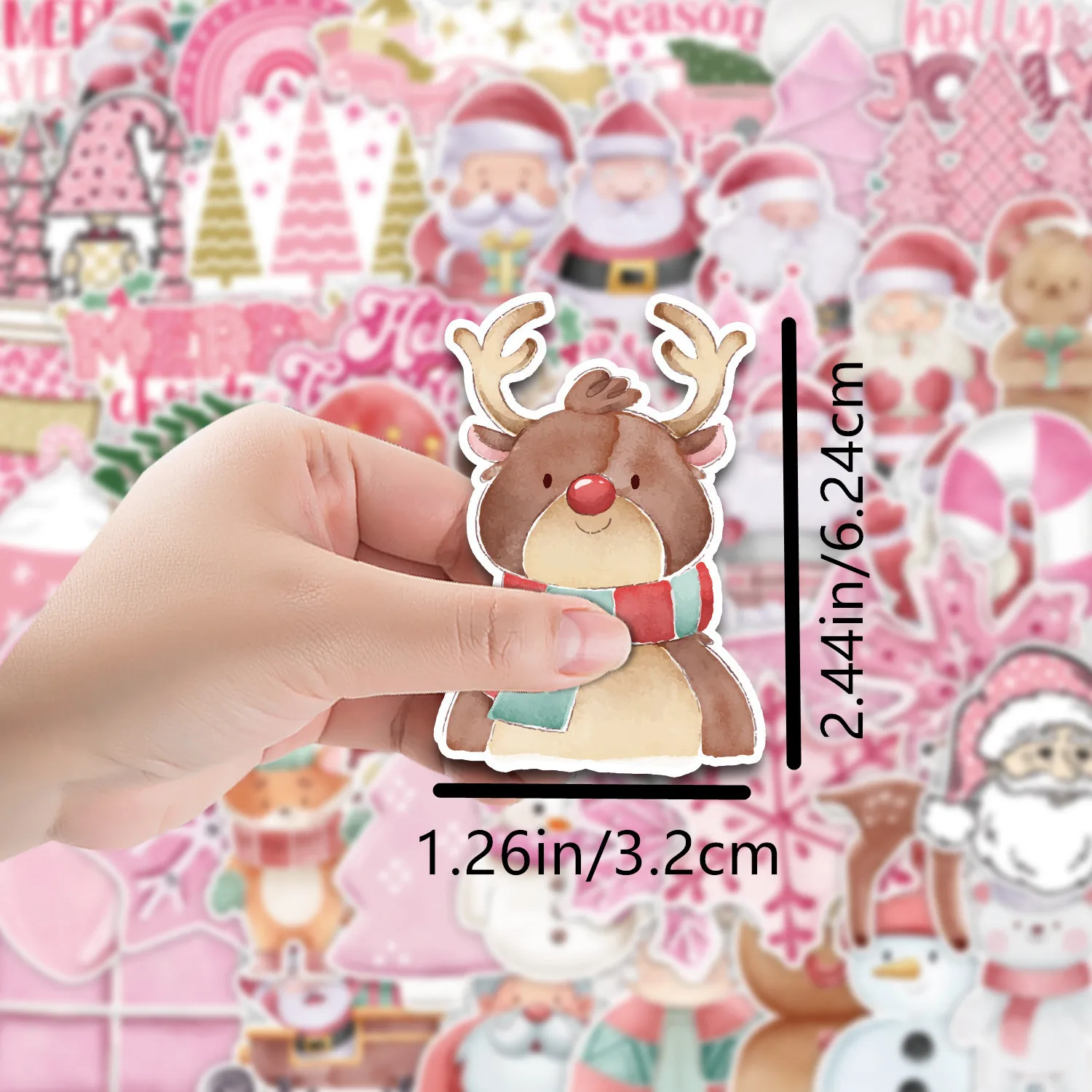50/100pcs Santa Claus Merry Christmas Stickers Decor Cars Guitar Laptop Phone Refrigerator Cup Stickers Scrapbook Kids Xmas Gift