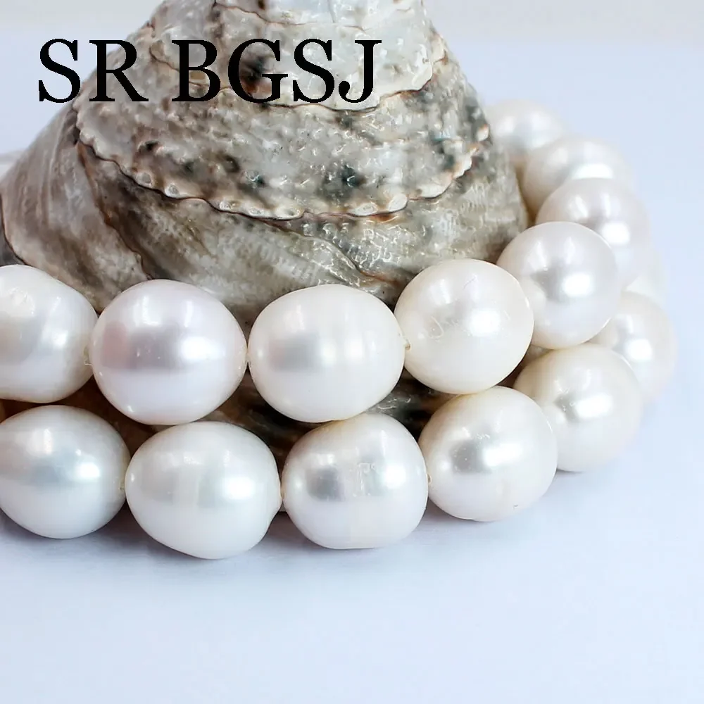 

12-14MM 15inch Olivary White Freshwater Rice100% Natural Pearl Jewelry Making DIY Beads