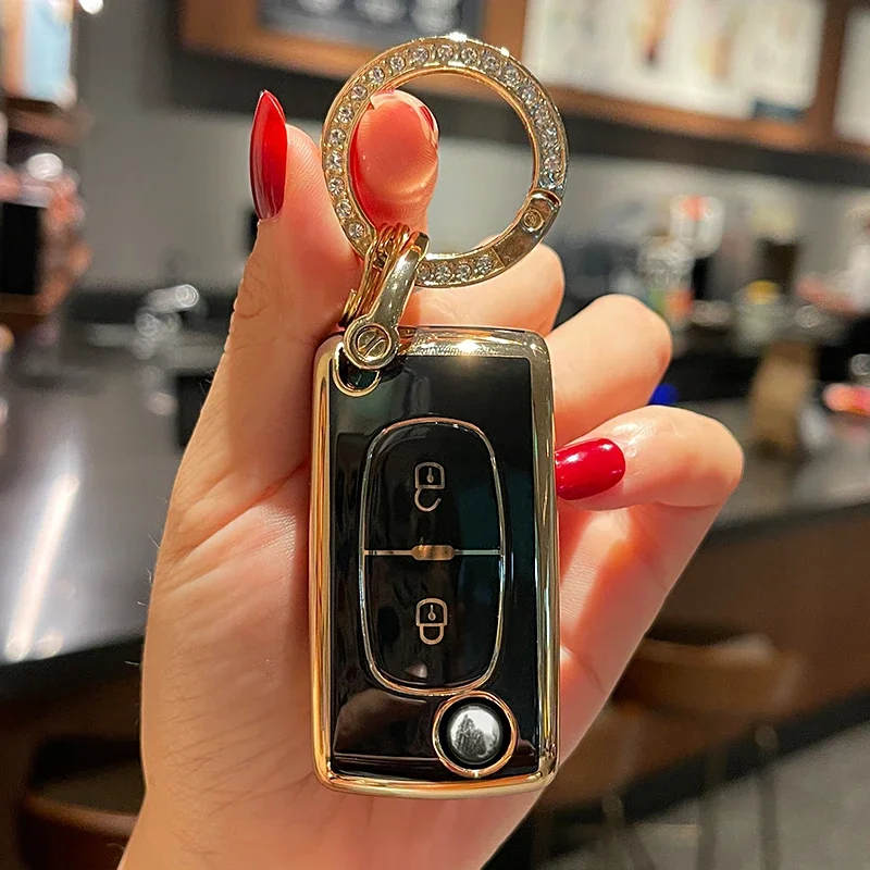 

TPU Car Flip Key Case Cover For Peugeot 107 207 307 308 407 607 For Citroen Xsara Picasso C5 C6 C8 2 Buttons Keyless Shell Fob