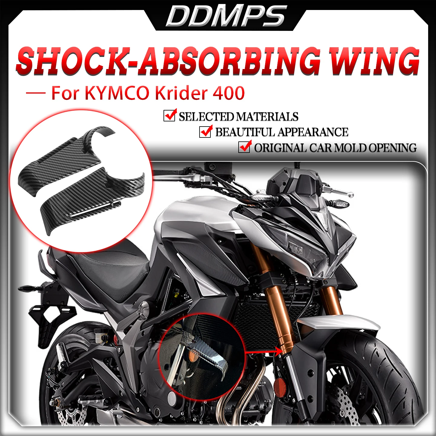 For KYMCO Krider 400 Motorcycle Shock Absorption Fixed Winglet Decorative Spoiler Wing Accessories Side-Mounted Fixed Wing