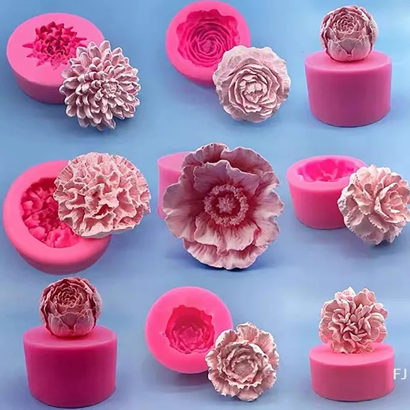 [YU]Silicone Cake Mold Chocolate Soap Making Tools Candle Mould Embossed Flower Aromatherapy Candy Handmade Wedding Decor