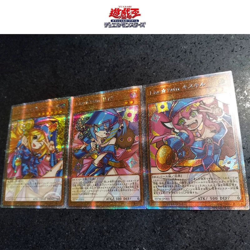 3 Stks/set Diy Yu-Gi-Oh! Bronzing Flash Kaart Anime Personages Zwarte Goochelaar Meisje Verzamelkaart Cartoon Speelgoed Kerstcadeau