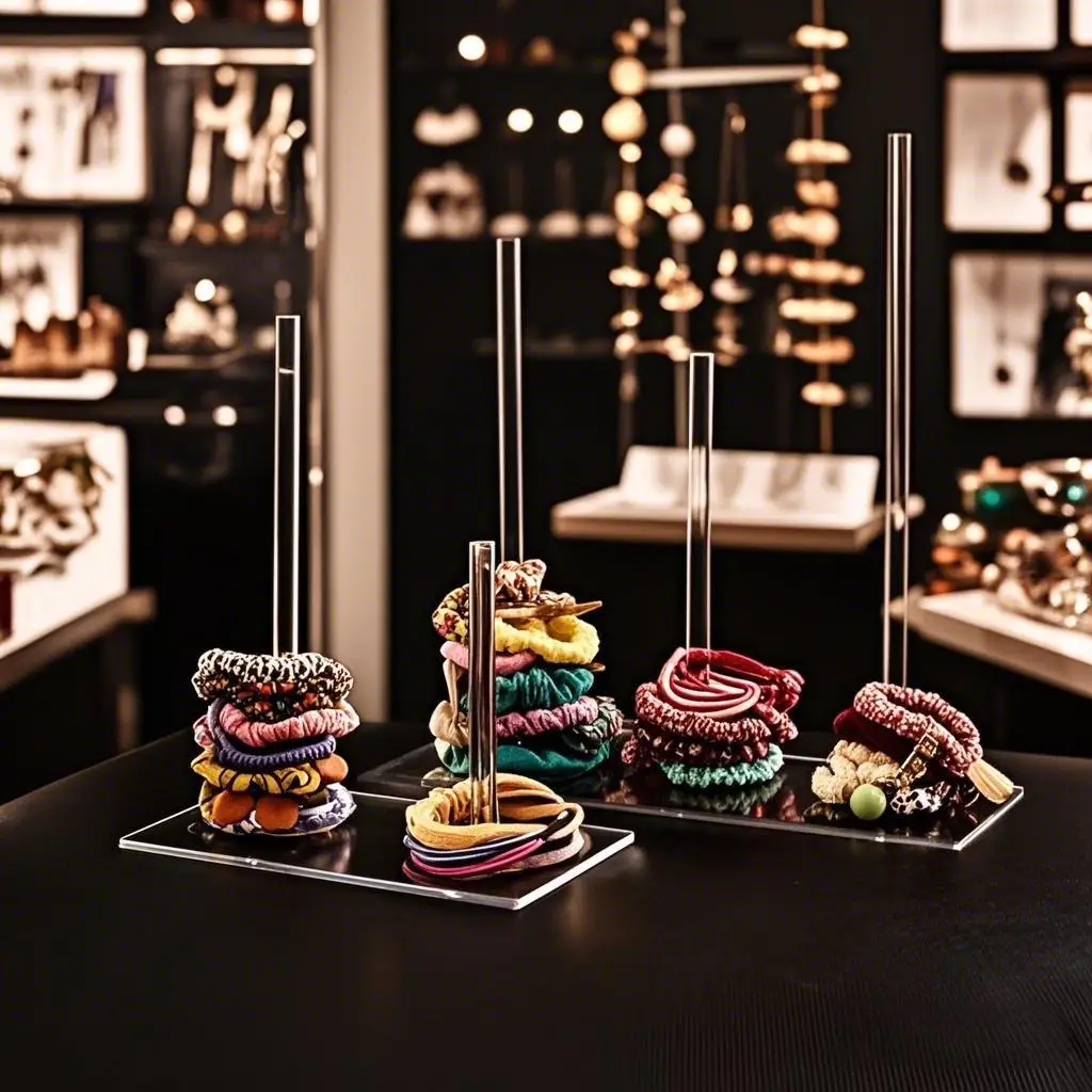 حامل عقال أكريليك حامل شفاف Scrunchie تخزين حامل عقال حامل منظم أساور حامل حلقات الشعر