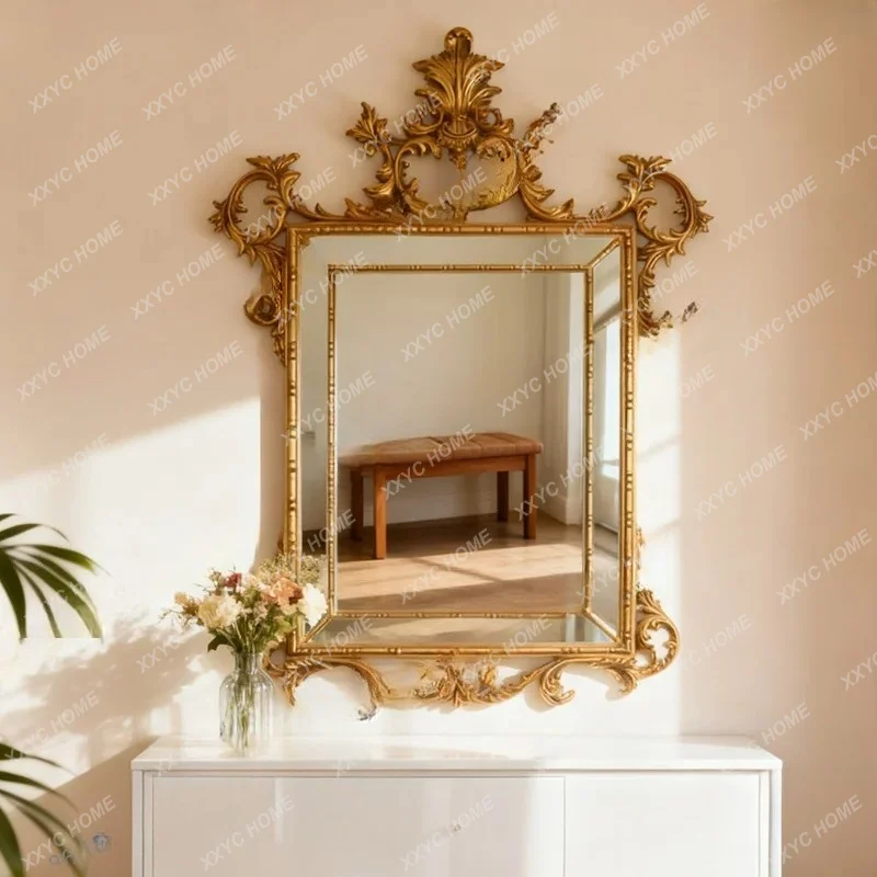 XX vintage makeup mirror fireplace wall carved court style decorative mirror bathroom mirror